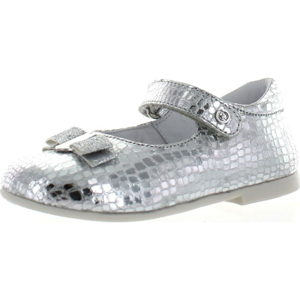 Naturino Silver Metallic Mary Jane Girls Shoe with Bow
